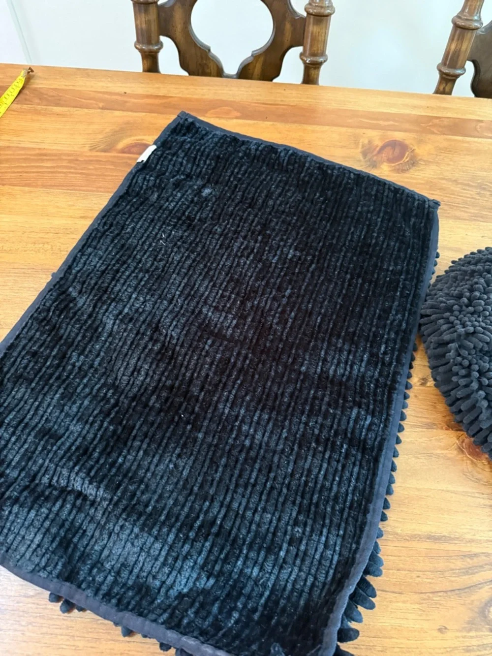 Black Chenille Bath Rug and Contour Mat - Home Accents